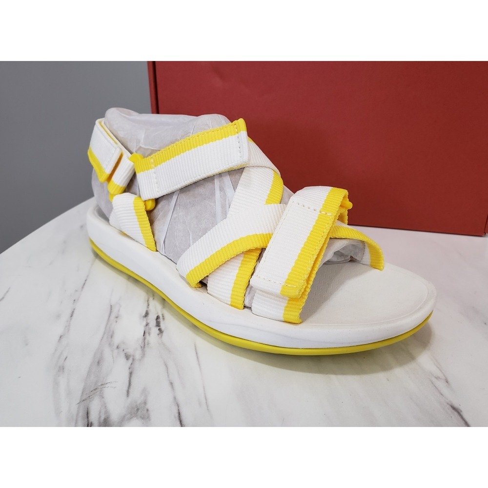 NEW SIZE 8 Camper Match Houston Webbing Sport Sandals White Yellow X-STRAP